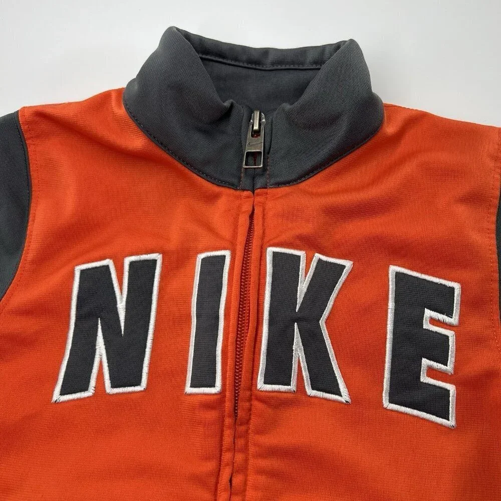Nike Toddler Boys Full Zip Long Sleeve Jacket Size 4T Orange Grey Mock Neck